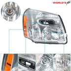 Set of 2 Headlights for Chevy Equinox (2005–2009) Halogen Clear Chrome