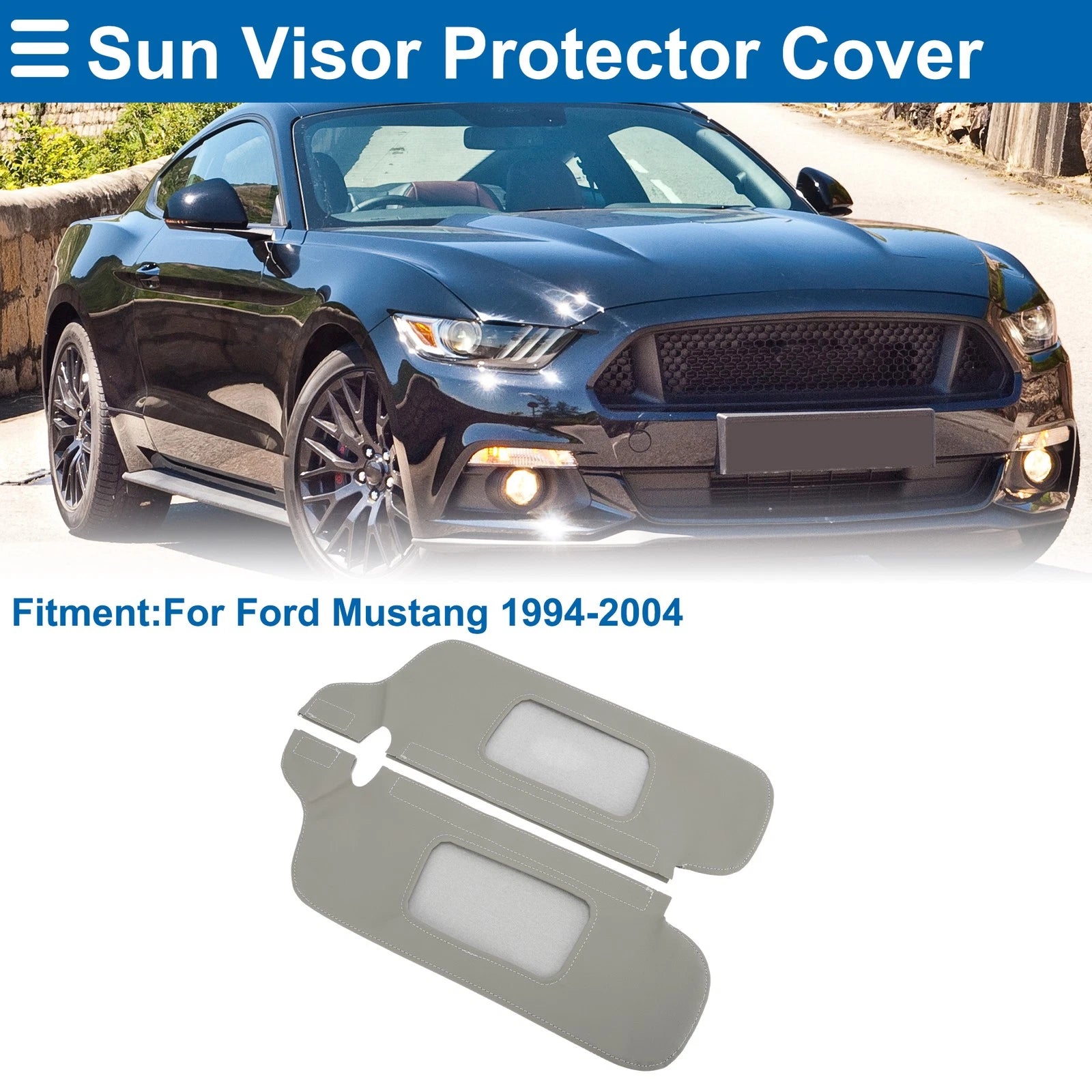 Set of 2 Sun Visor Covers for Ford Mustang (1994–2004) Left & Right Gray