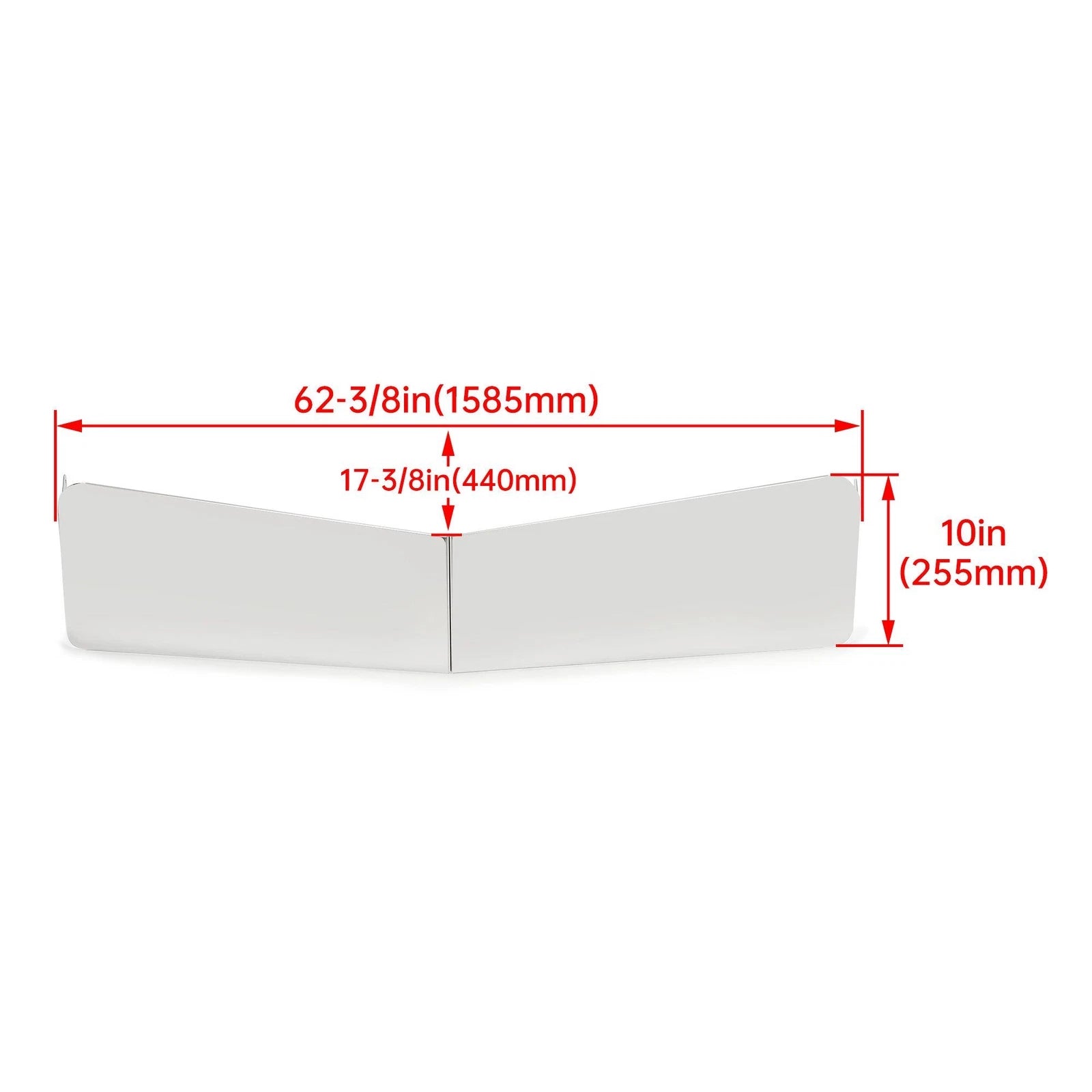 Silver Drop Sun Visor for Peterbilt 377 378 379 335 386 (304 Stainless Steel)