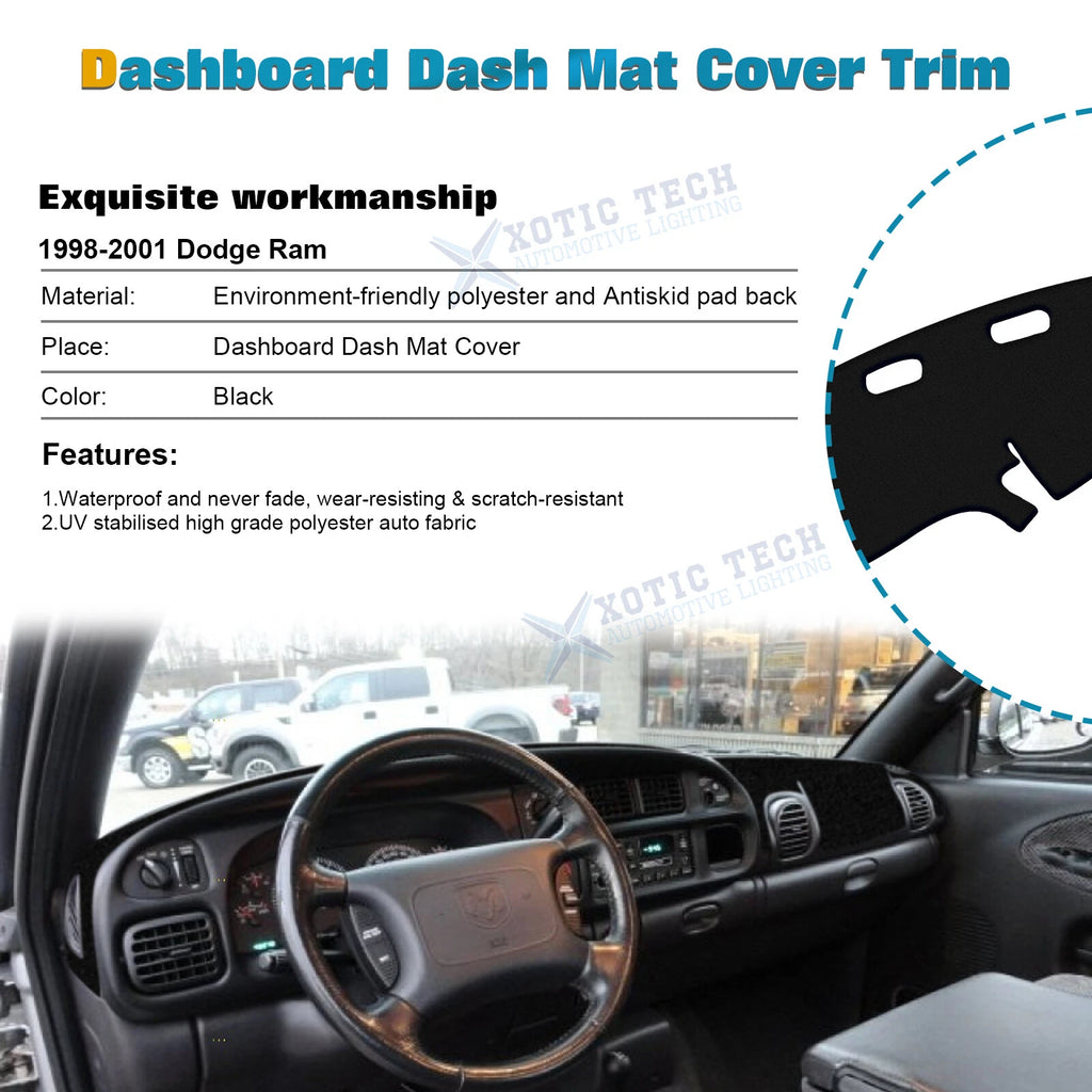 Dashboard Dash Cover Carpet Mat Pad for 1998-2001 Dodge Ram 1500-3500