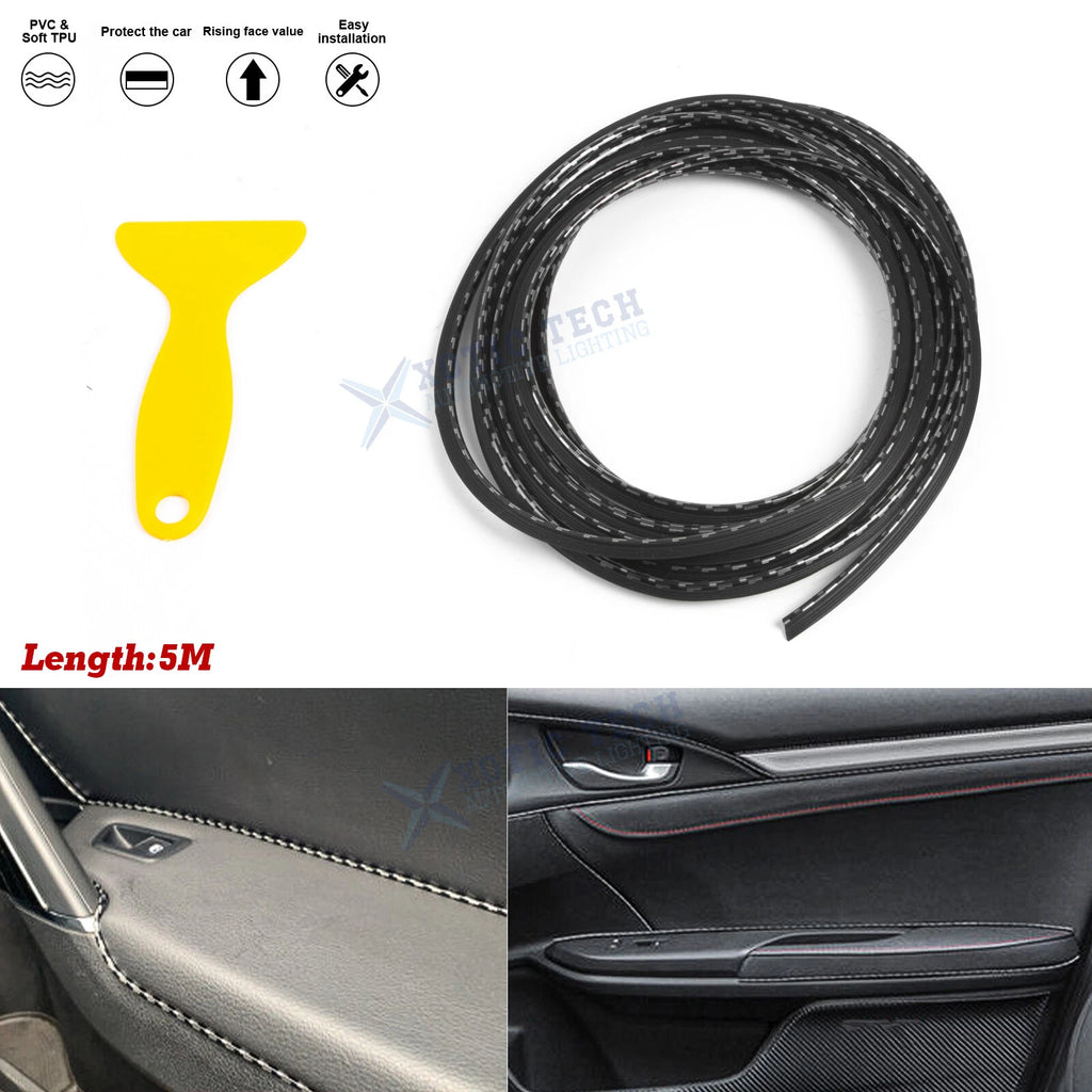 Carbon Fiber Texture Door Gap Edge Line Strip Insert for Car (—)