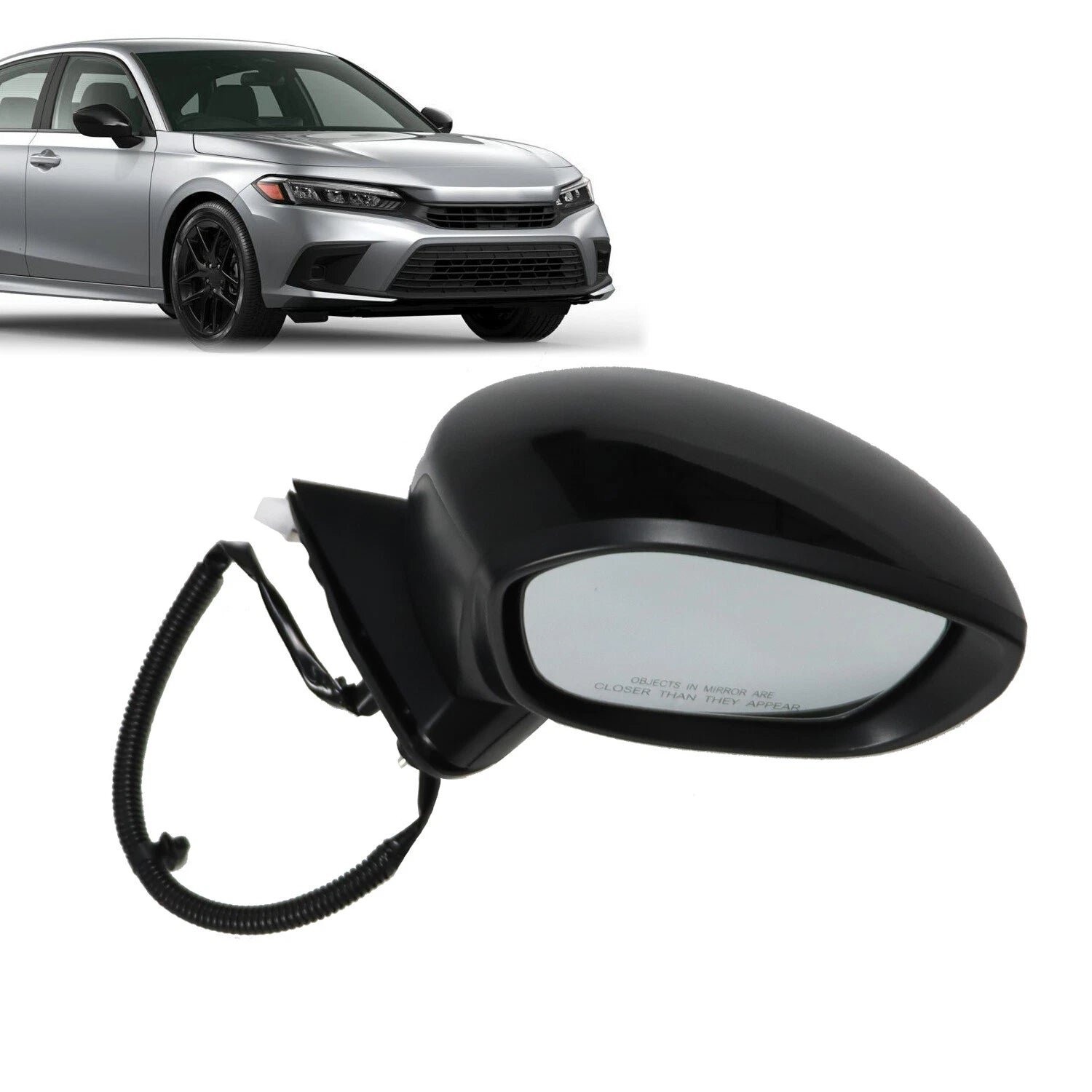 Power Adjust Black Mirror Right Passenger Side for Honda Civic (2022–2023)