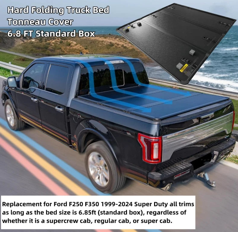 6.8FT Hard Tonneau Cover for Ford F250 F350 Super Duty (1999–2024)