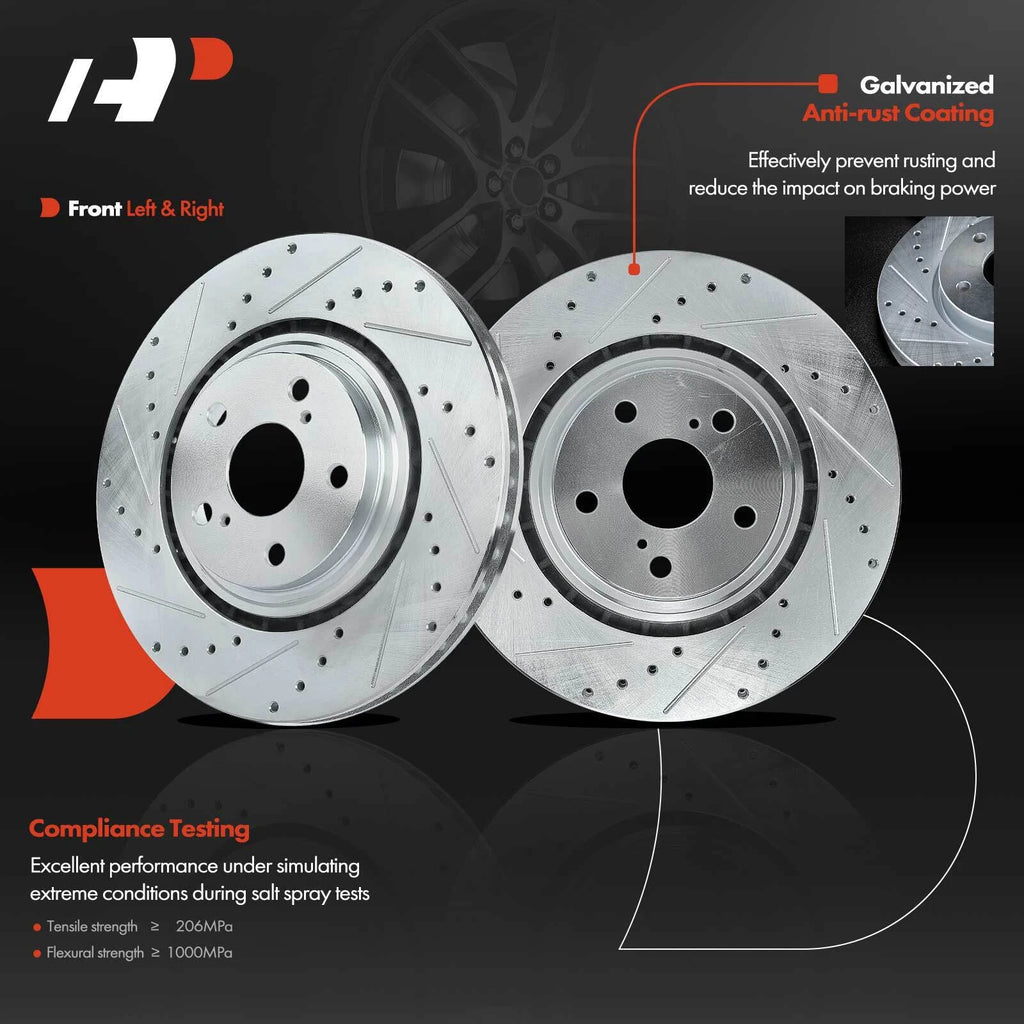 Front Drilled Brake Rotors & Ceramic Pads for Toyota Highlander (2019–2023)