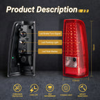 Red LED Tube Tail Lights for Chevy Silverado 1500 2500 3500 (2003-2006)