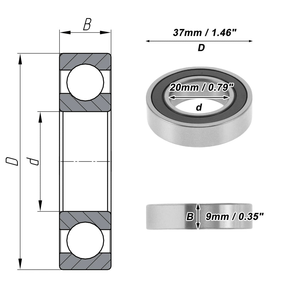 Deep Groove Ball Bearing 20x37x9mm for Scooter Skateboard (P2)
