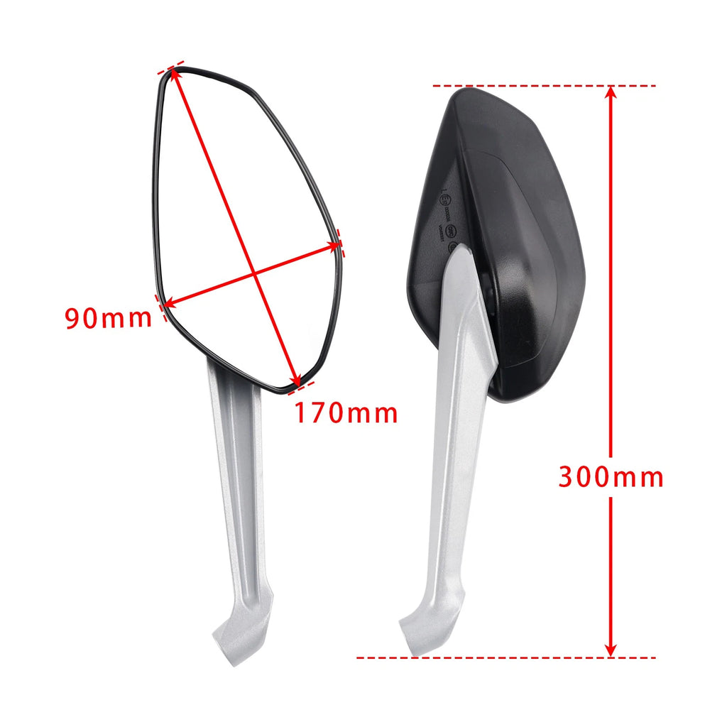 Black Pair Rear View Mirrors for Ducati Monster 797 821 1200 S (2014–2017)