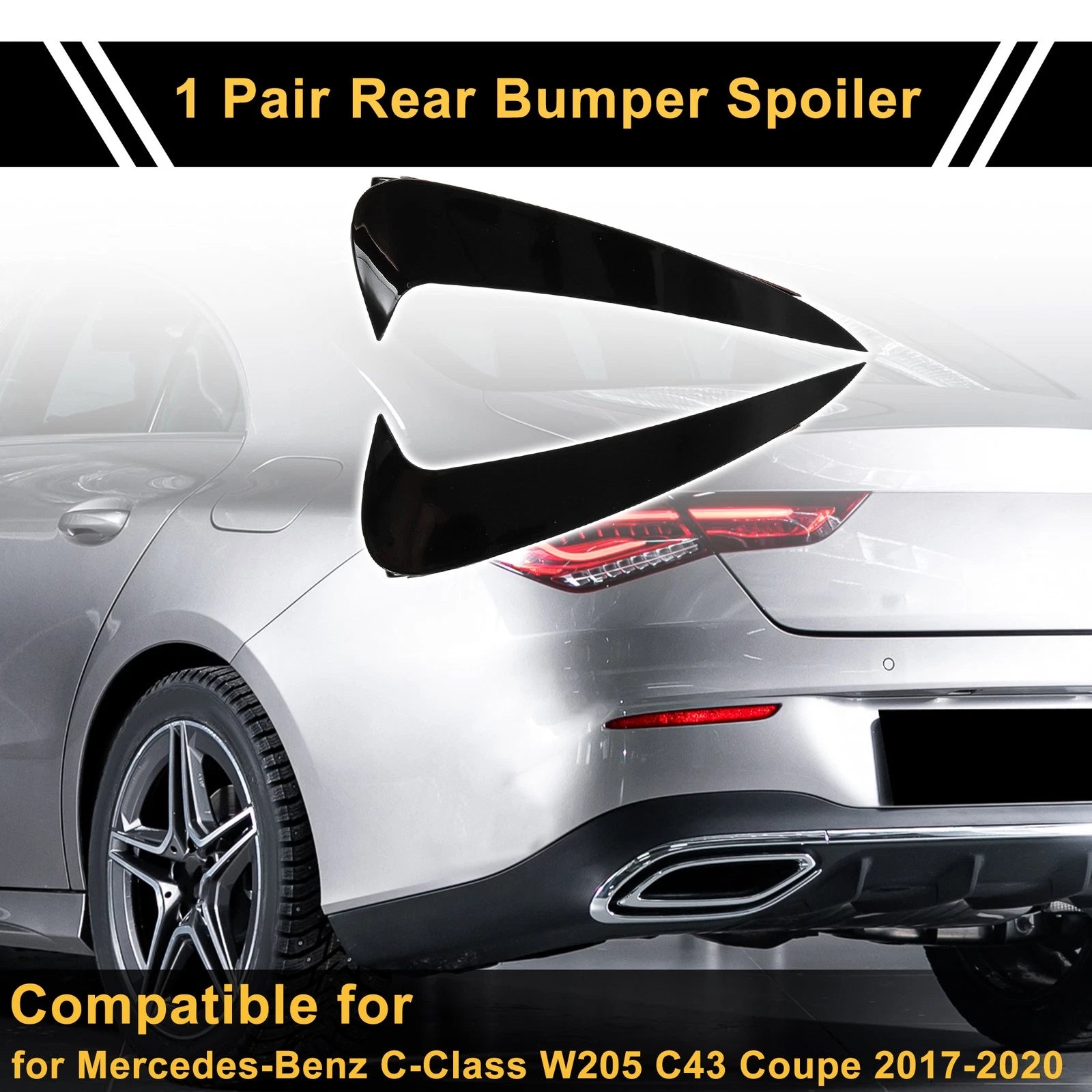 1 Pair Rear Bumper Spoiler for Mercedes-Benz C-Class W205 C43 Coupe (2015–2021)