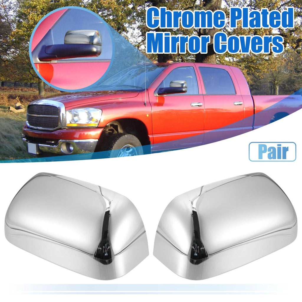 Pair of Chrome Plated Mirror Cover Caps for Dodge Ram 1500 2500 3500 (2002–2008)