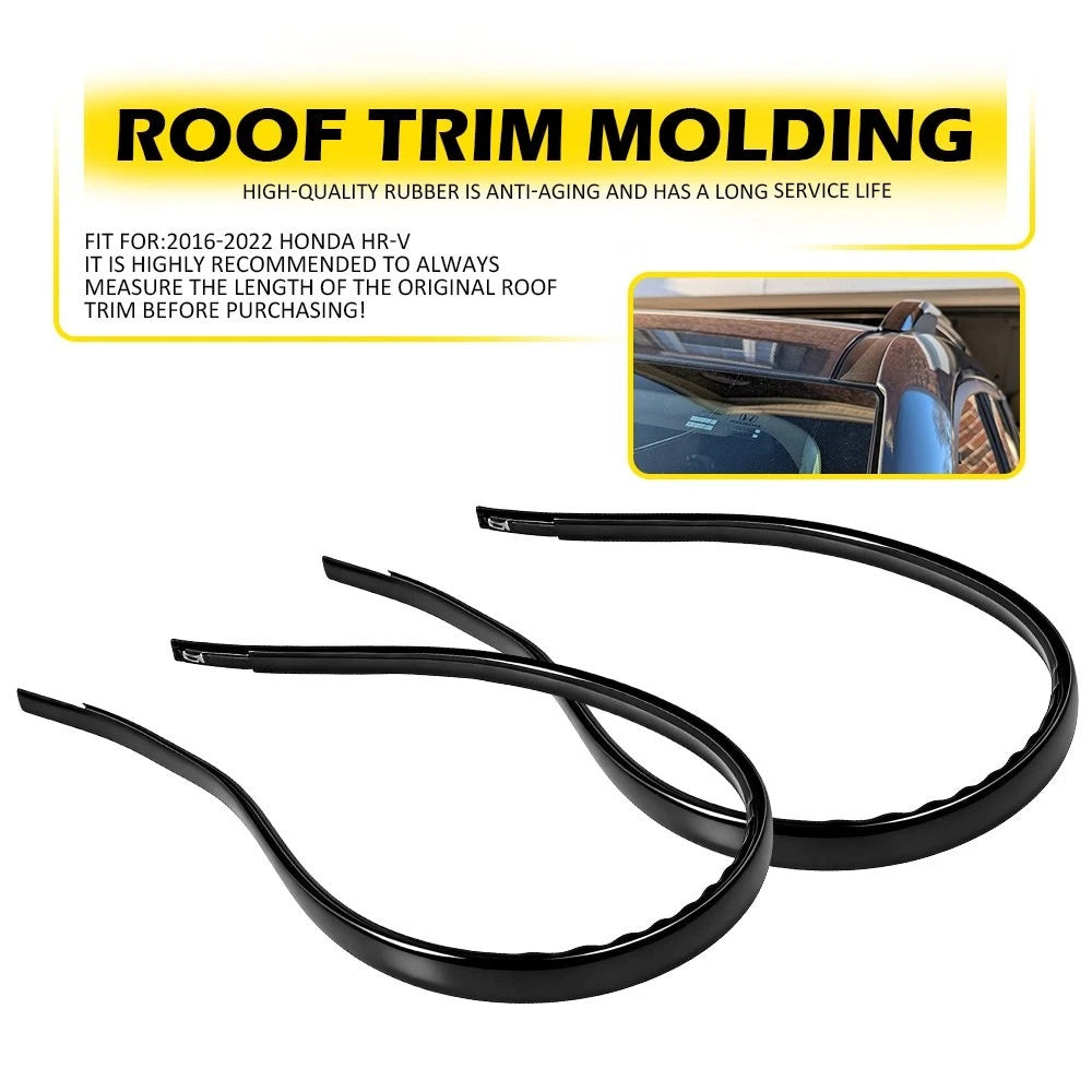 Pair of Black Roof Drip Molding Weatherstrip for Honda HR-V (2016–2022)
