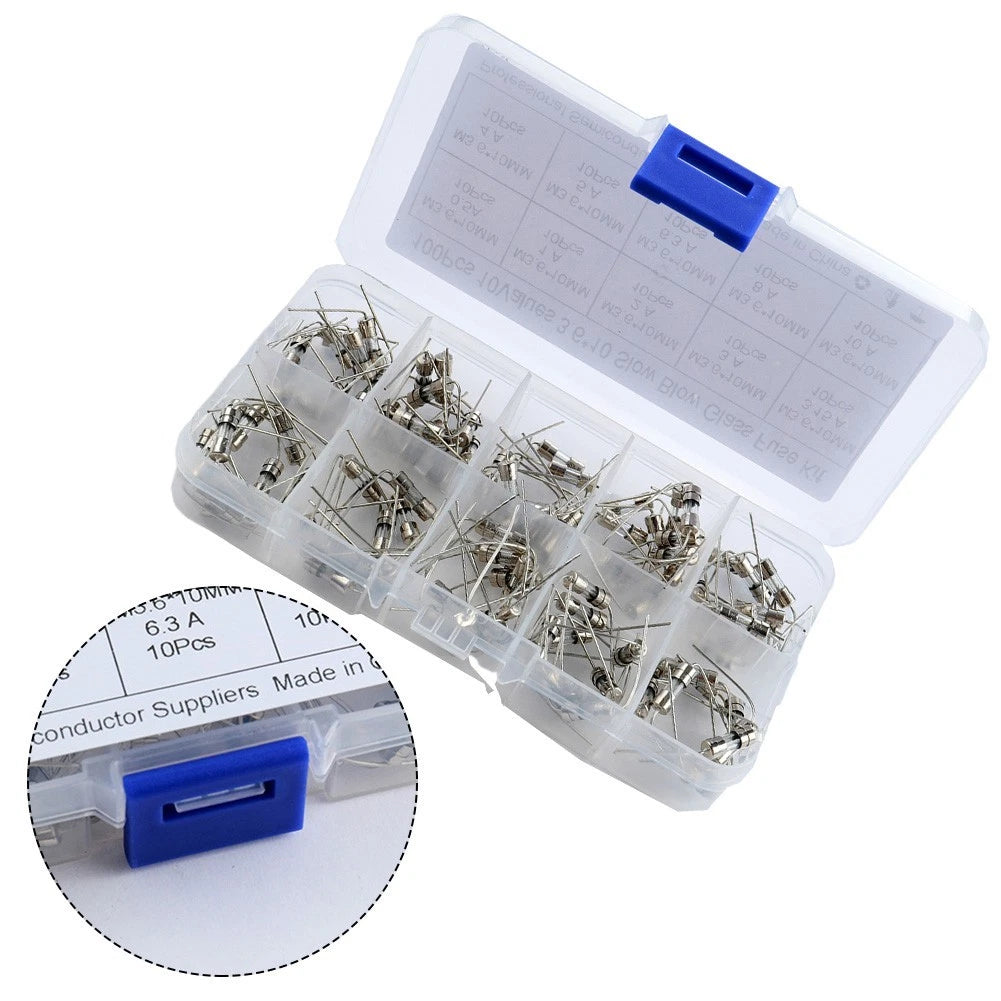 Glass Fuse Tube Set of 100 3 6x10MM 250V for Electrical Protection