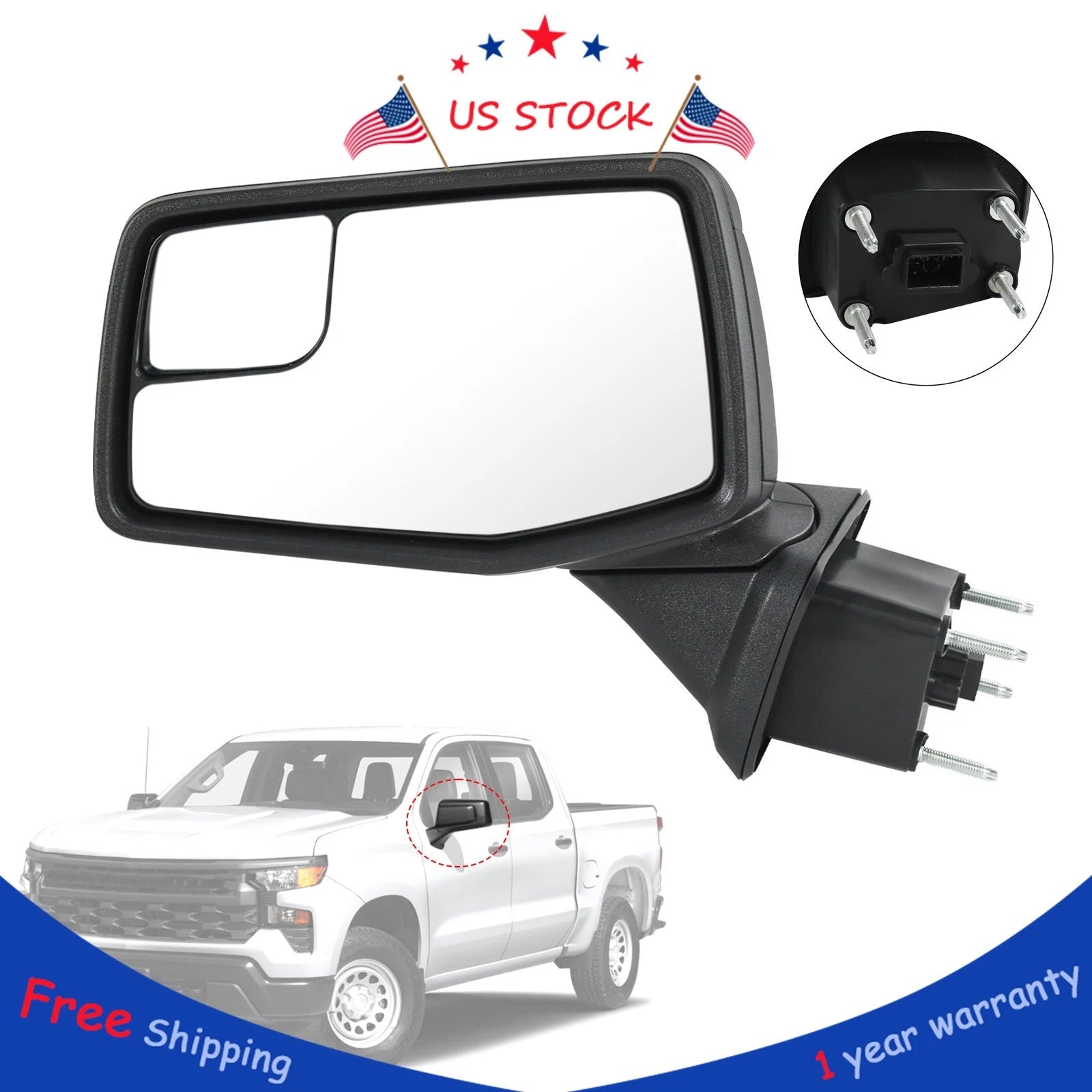 Driver Left Side Door Mirror for Chevrolet Silverado 1500 (2019–2025)