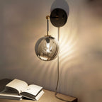 Dimmable LED Wall Sconce Glass Globe Shade for Bedside Nightstand