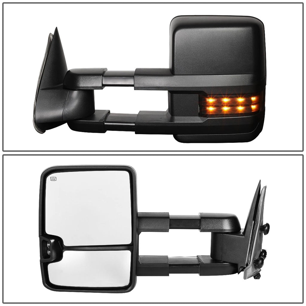 Pair of Powered Heated LED Turn Signal Tow Mirrors for Silverado Sierra (1999–2002)