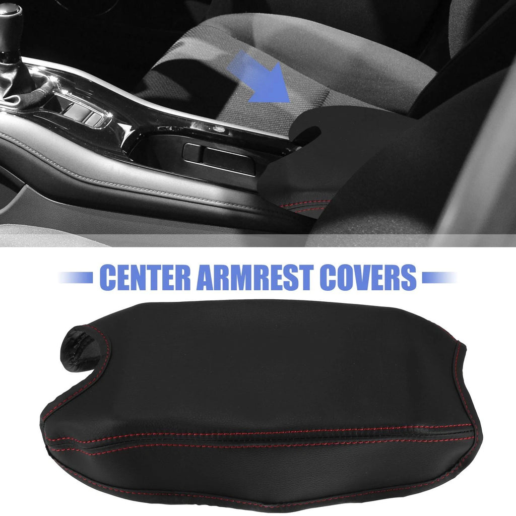 Microfiber Leather Armrest Cover Pad for Honda HR-V (2016–2021) Black/Red