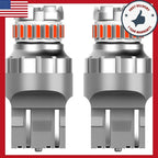Set of 2 7443 7440 Red Flash Strobe LED Brake Light Bulbs for