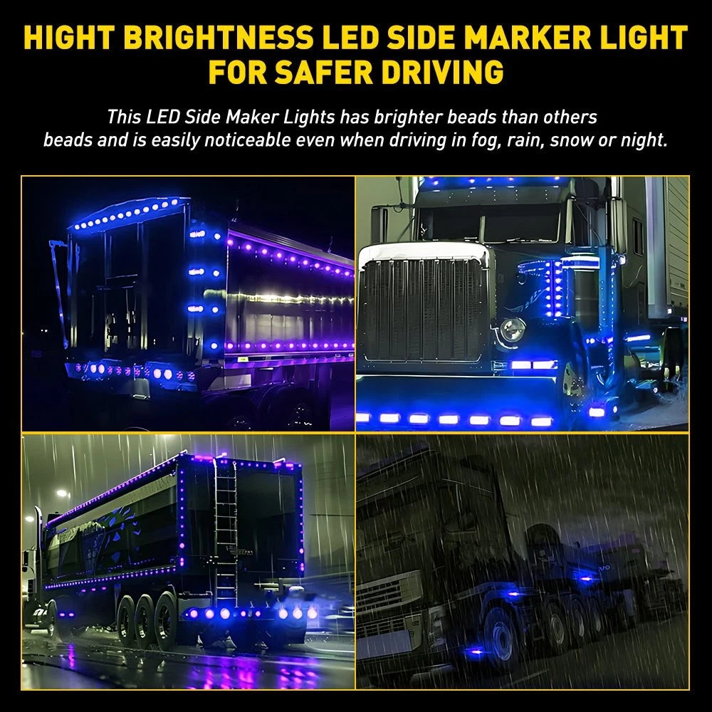 10X 3/4" LED Emergency Strobe Marker Light Blue Warning Flashing
