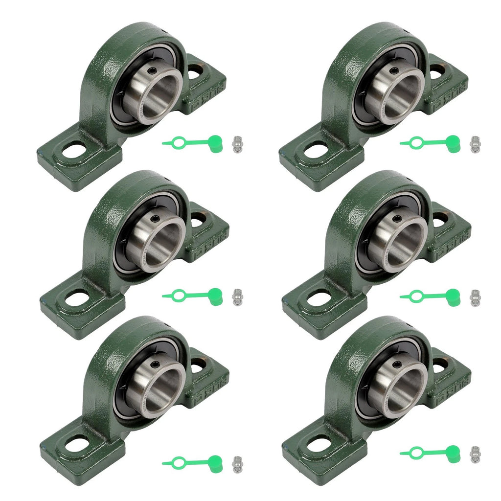 Set of 6 Pillow Block Bearings for Various Applications (Self-Aligning)