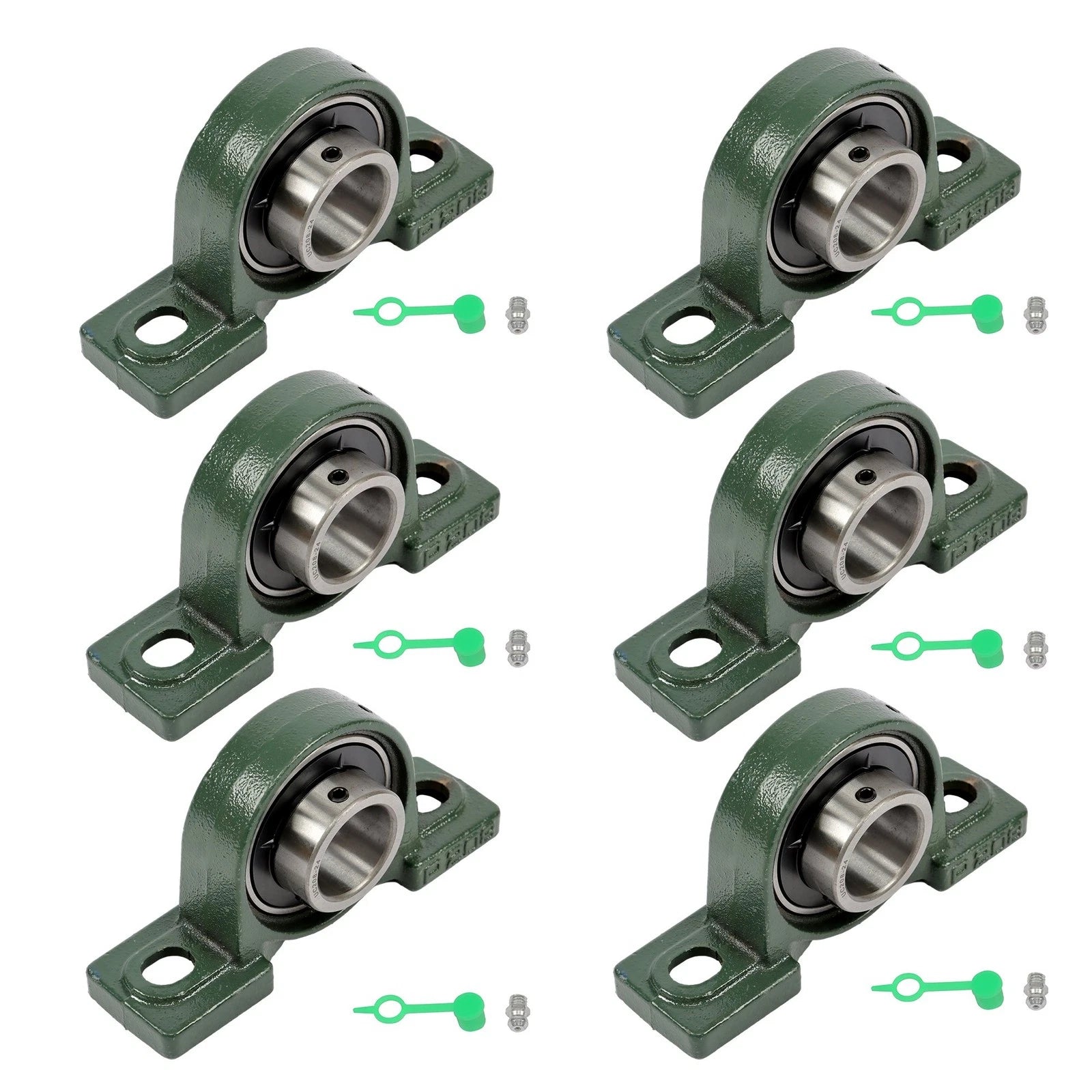 Set of 6 Pillow Block Bearings for Various Applications (Self-Aligning)