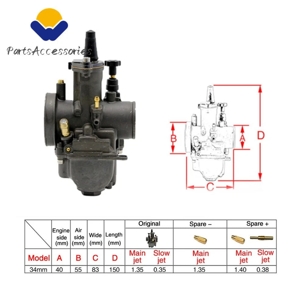 PWK34 Carburetor for Yamaha YZ85 Blaster YFS200 (2002–2015)