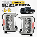 Halogen Headlight Chrome Pair for Ford F250 F350 Super Duty (2023–2026)