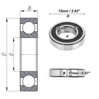 6207VV Deep Groove Ball Bearing for Scooter Skateboard Wheel (35x72x17mm)