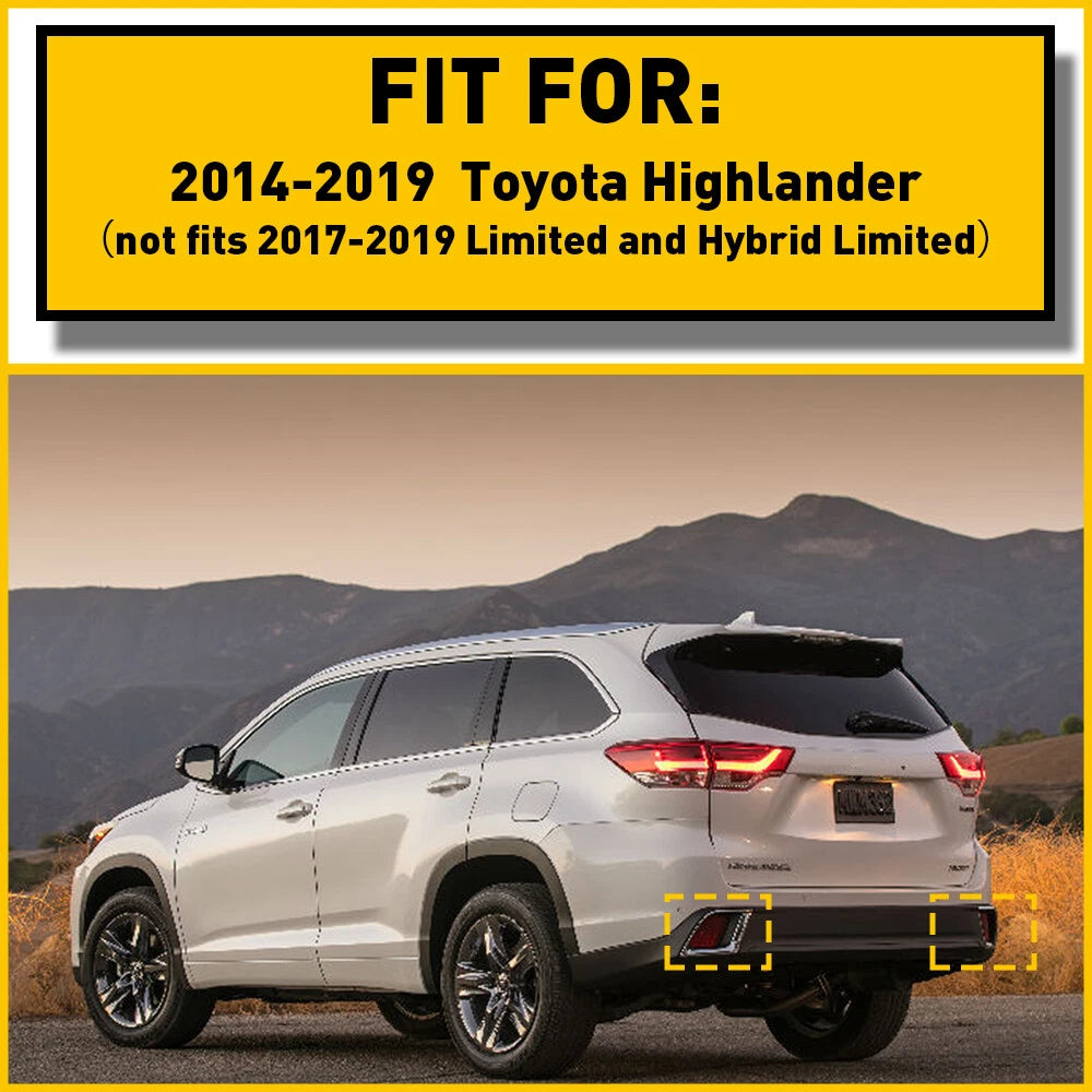 Chrome Rear Bumper Fog Light Lamp Cover Trim for Toyota Highlander (2014–2018)