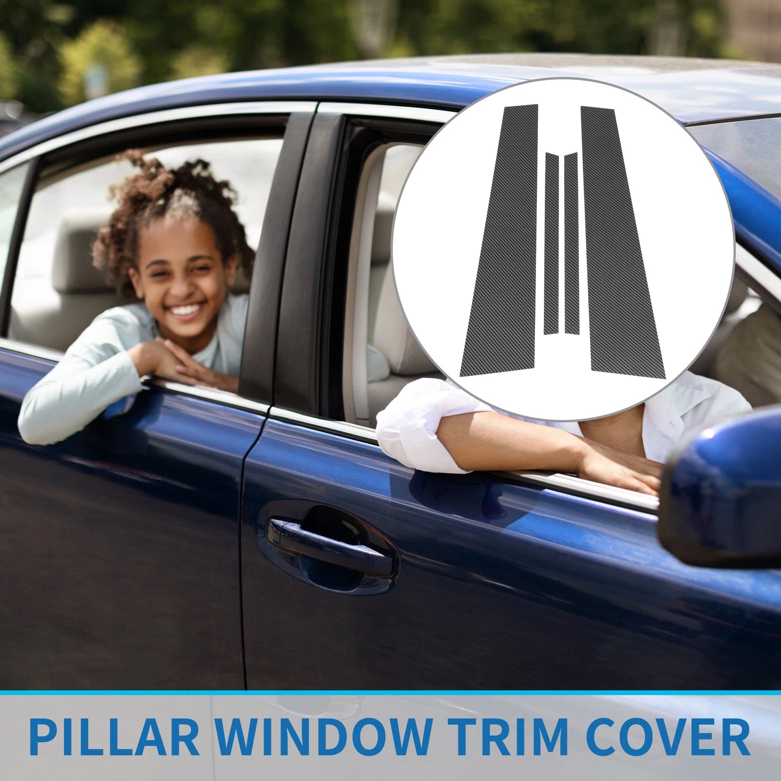 Set of 4 Door Pillar Window Trim for Volkswagen Jetta (Carbon Fiber)
