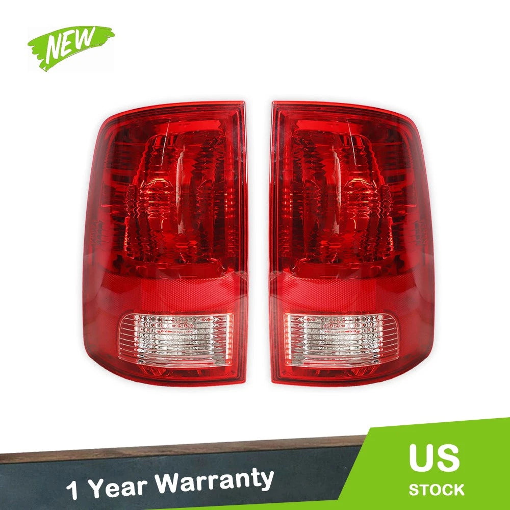 Set of 2 Tail Light Lamps for Dodge Ram (2009–2018) Chrome Red Halogen