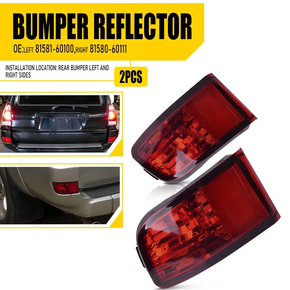 2X Smoked LED Rear Bumper Reflector Lights for Toyota 4Runner (2003–2005)