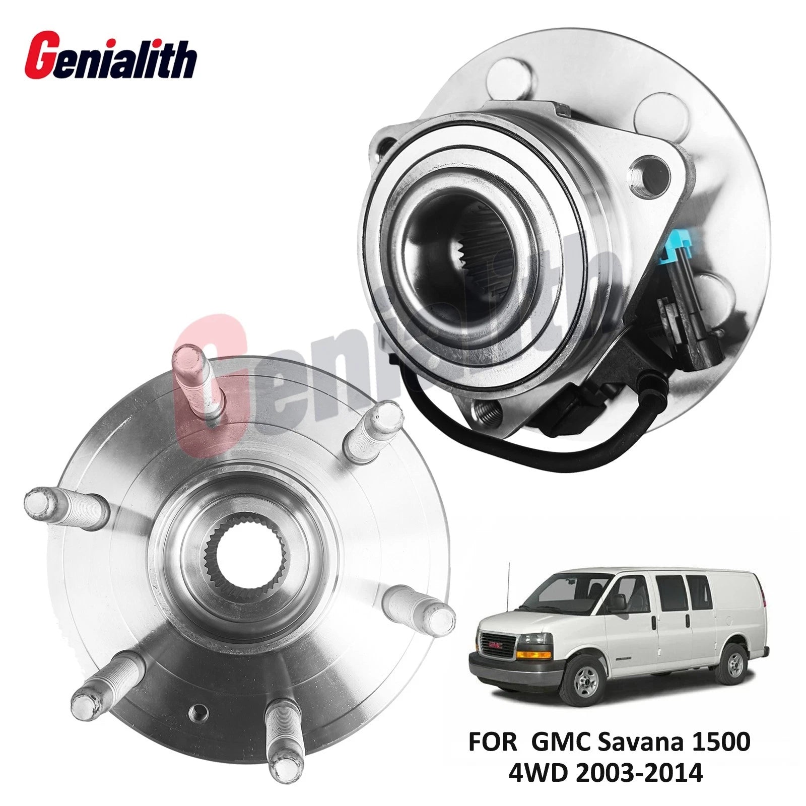 2X 4WD Front Wheel Hubs & Bearing Assembly 6Lug 515036 for GMC Savana (2003–2020)