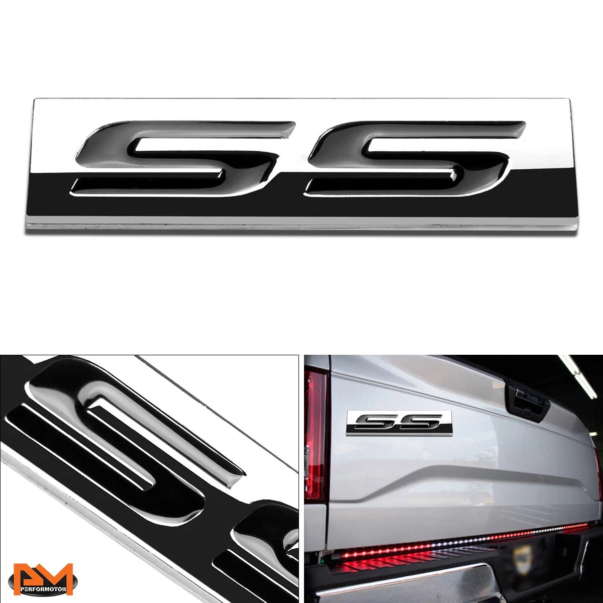 SS Metal 3D Decal Black Emblem Sticker for Chevrolet Camaro/Impala/Chevelle (2010–2023)