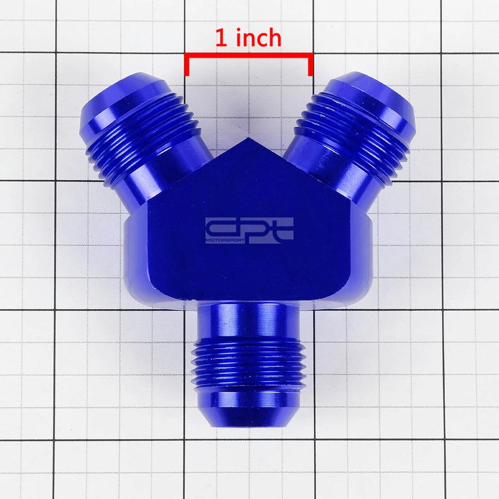 2X 10AN Male Flare Y-Block Splitter Adapter for Universal - Blue Anodize Aluminum Fitting
