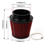 4" Red Performance Cold Air Intake Cone Filter for Universal Fit