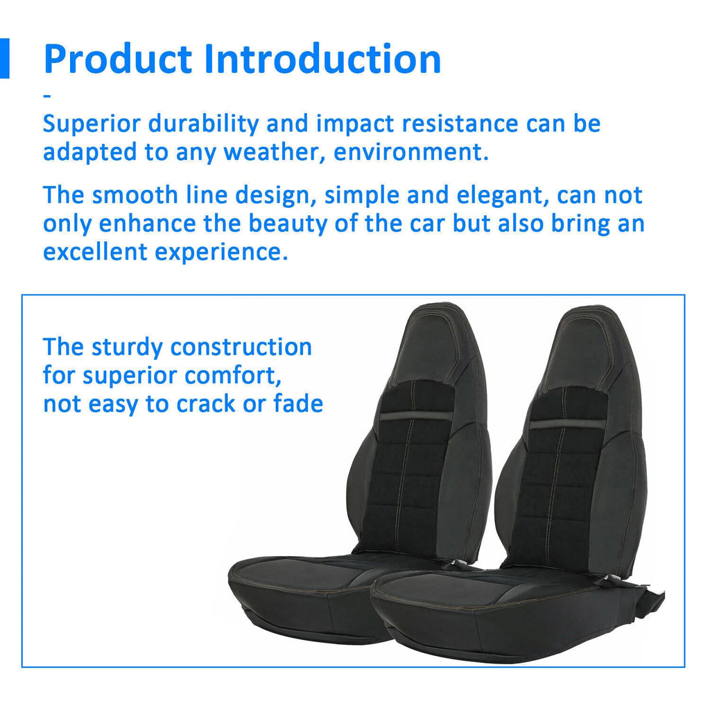 Front Full Set Seat Covers for Chevy Corvette C6 (2005–2013) - Orange Stitching