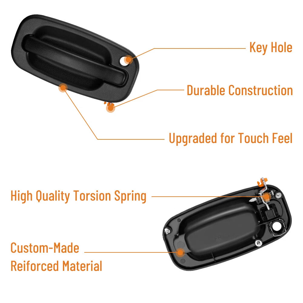 Set of 2 Exterior Door Handles for Chevy Silverado GMC Sierra 1500 2500 (2007–2014)