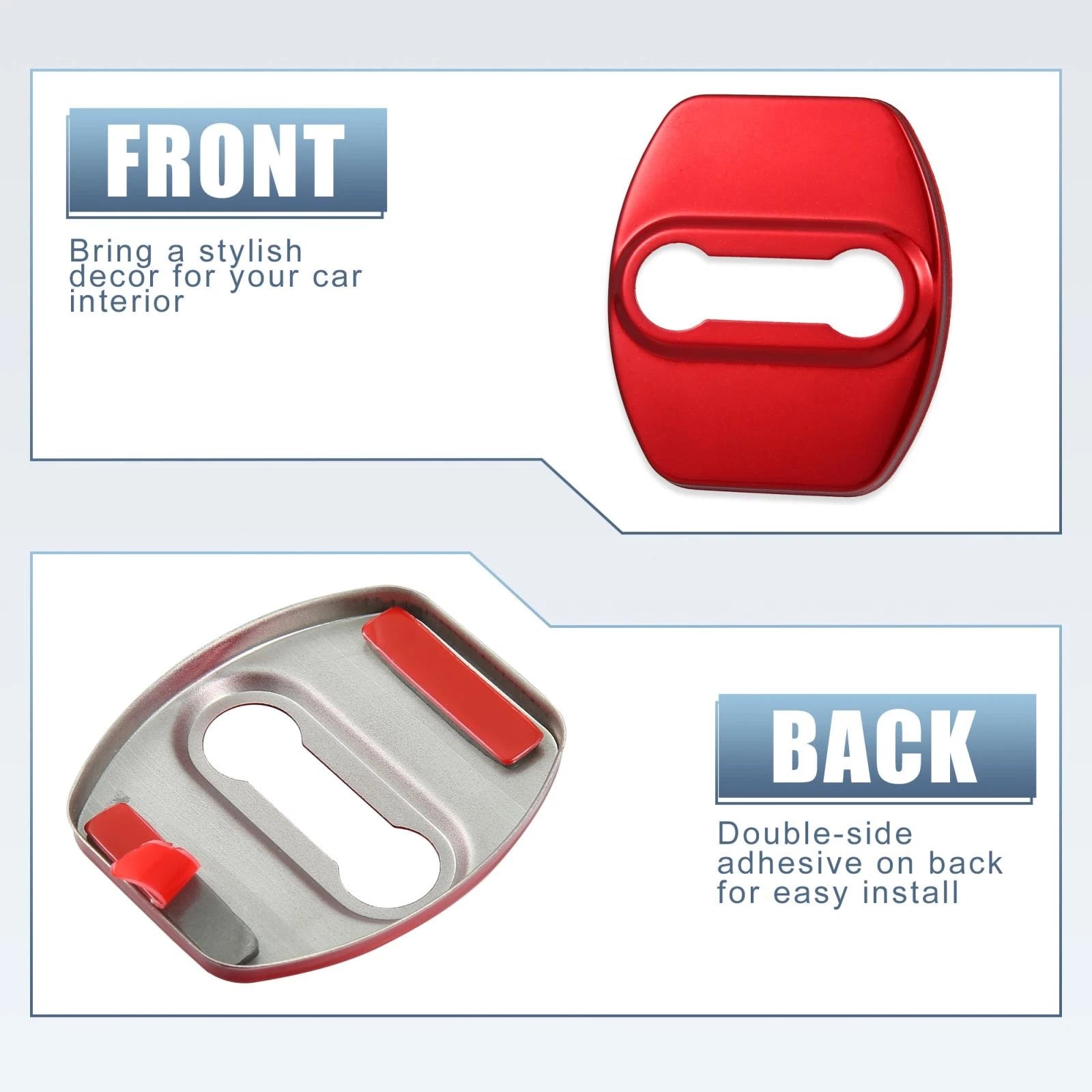 Set of 4 Door Lock Latches Covers for Hyundai Kia  Red