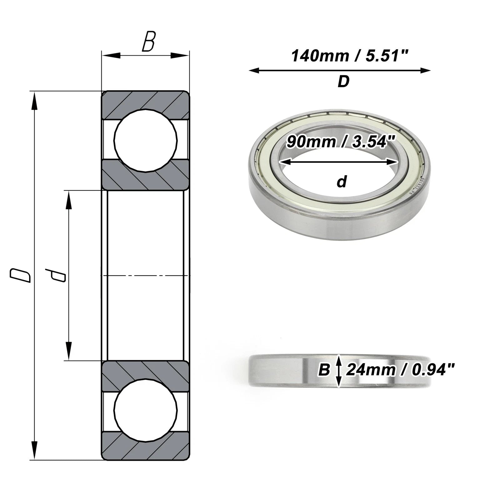 1 Pc 6018ZZ Deep Groove Ball Bearing P6 for Scooter Skateboard Wheel