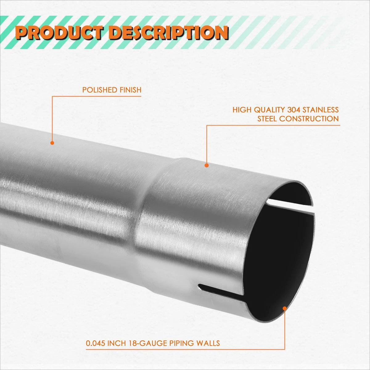 3" OD Stainless Steel Polished 45 Degree Exhaust Bend Pipe for Custom Applications