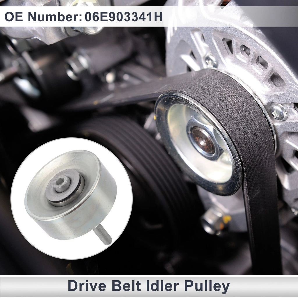 Drive Belt Idler Pulley for Audi Q7 (2011–2019) No. 06E903341H Silver Tone