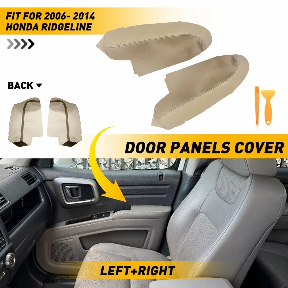 2X Door Armrest Cover Leather Beige for Honda Ridgeline (2006–2014) EPY