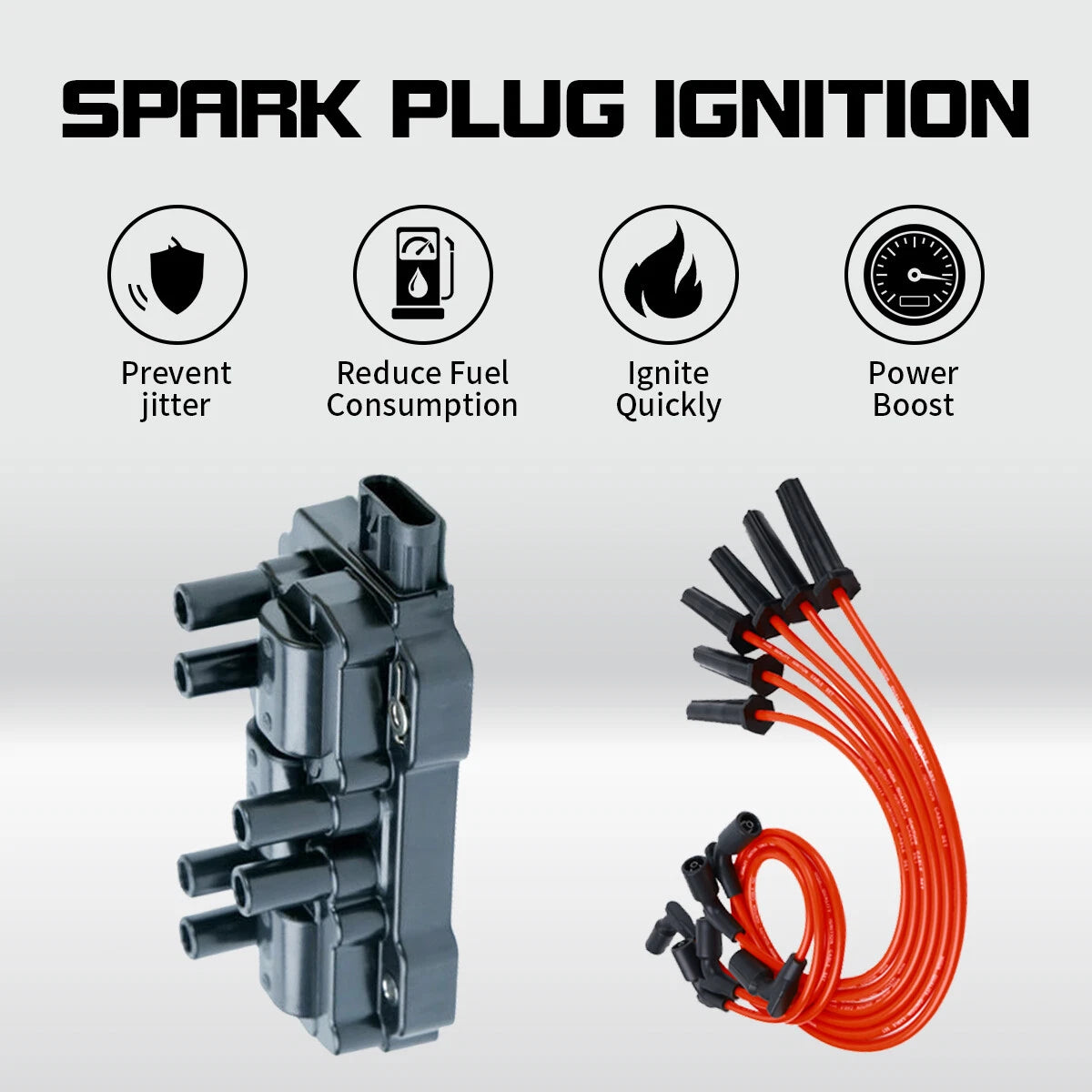 6X Ignition Coil & Red Spark Wire Set for Pontiac Saturn Chevy GMC Buick (N/A)