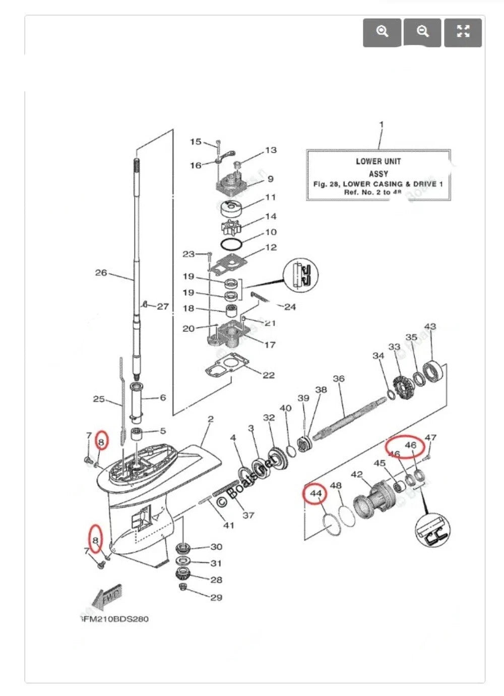 Seal Kit for Yamaha Outboard Motor Lower Gearcase (93101-20M07, 93210-60MA3)