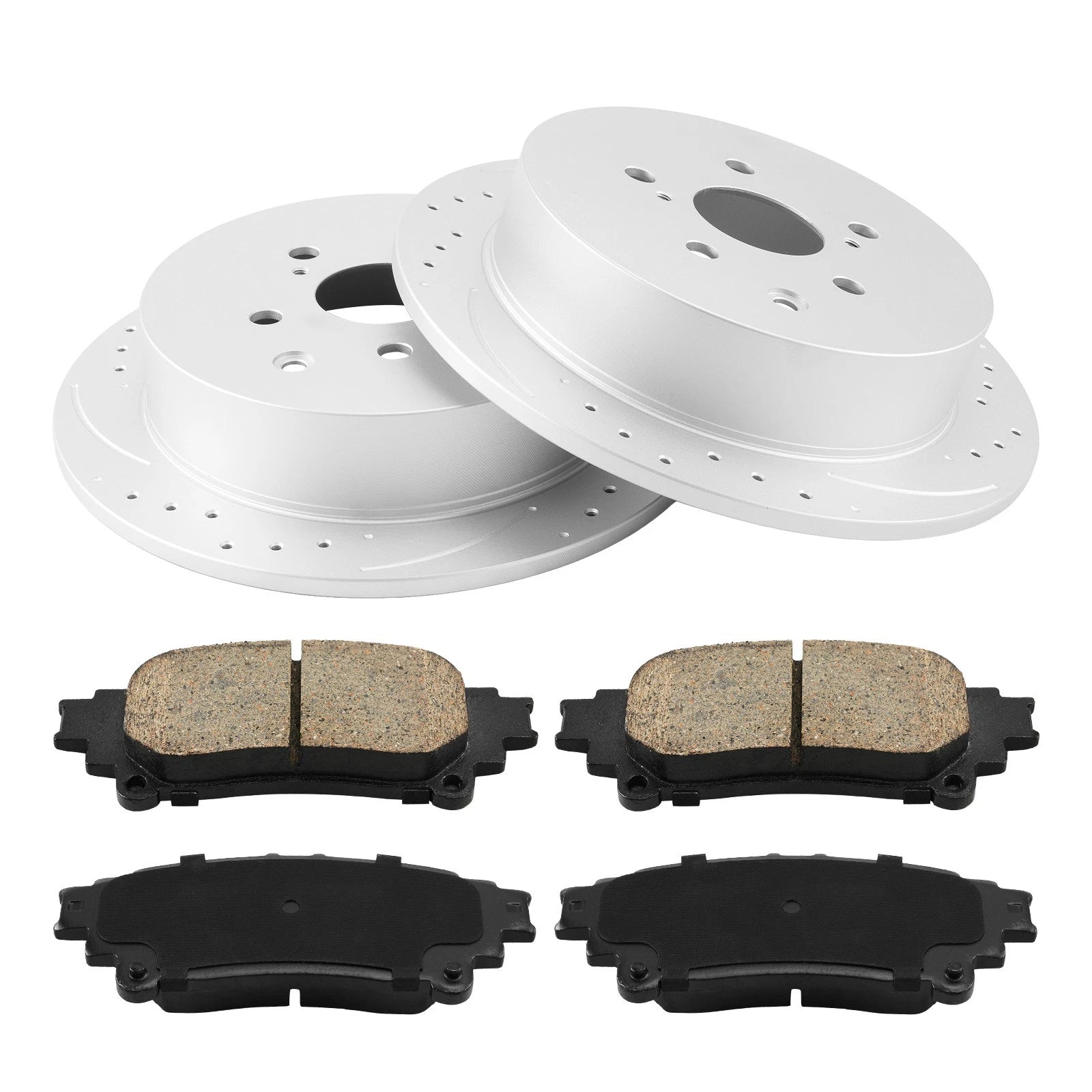 Rear Drilled Slotted Brake Rotors and Pads Kit for Toyota Sienna (2011–2020)
