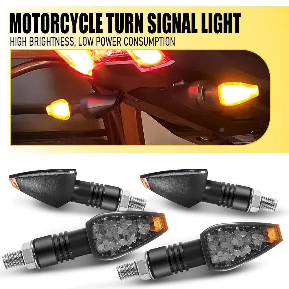 4X Motorcycle Turn Signals Blinker Light for Yamaha Honda Kawasaki (Smoke Amber)