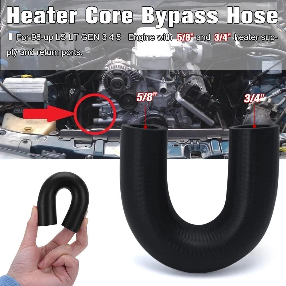 LS Heater Core Bypass Delete Hose Coolant Crossover w/ Clamps for Chevy Pontiac