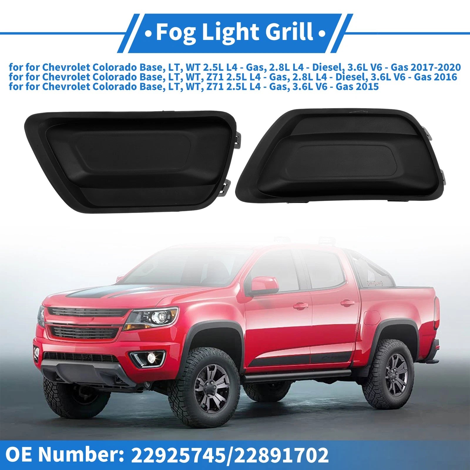 Fog Light Grill Set for Chevrolet Colorado (2017–2020) No. 22925745