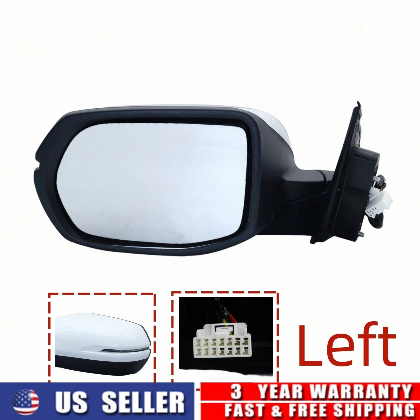 Left Side Manual Folding Mirror with Signal Light & Heat for Honda HR-V (2016–2018)