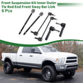 Set of 6 Front Suspension Kit Tie Rod End & Sway Bar Link for Dodge Journey (2009–2020)
