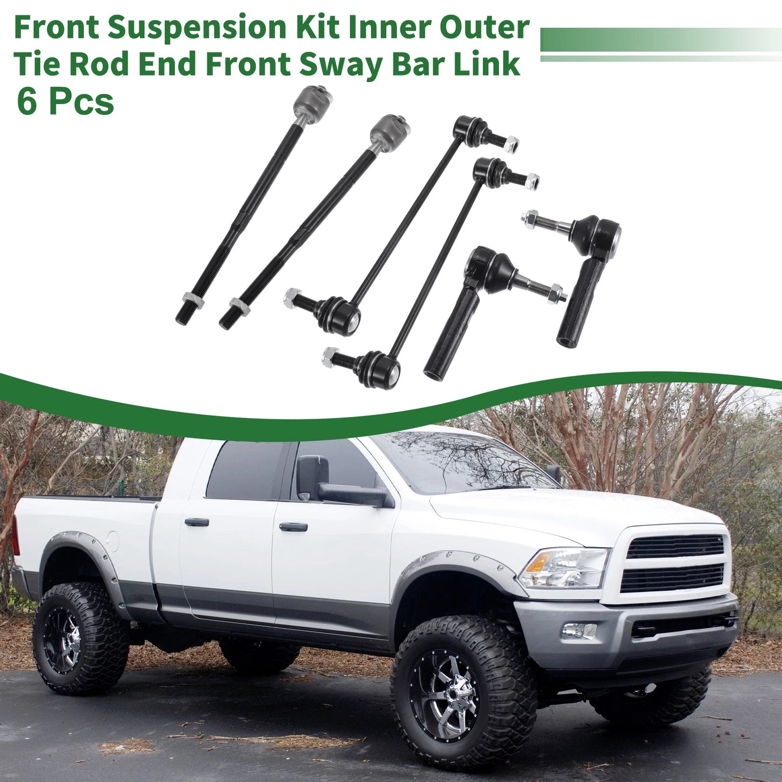 Set of 6 Front Suspension Kit Tie Rod End & Sway Bar Link for Dodge Journey (2009–2020)